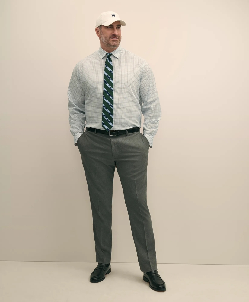 Big & Tall Stretch Cotton Non-Iron Pinpoint Oxford Ainsley Collar, Windowpane Dress Shirt, image 3