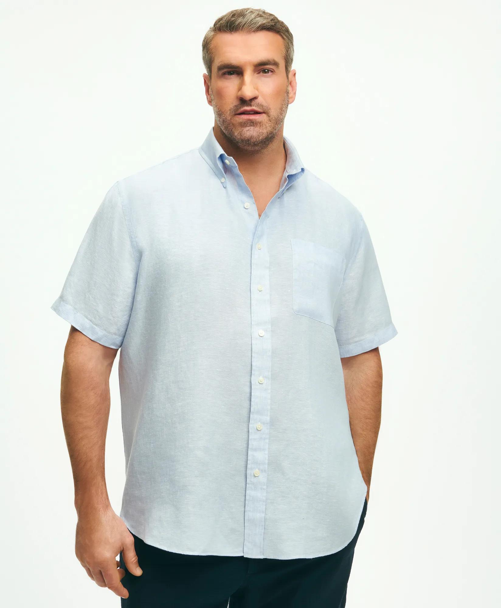 Big & Tall Sport Shirt,  Short-Sleeve Irish Linen, image 1