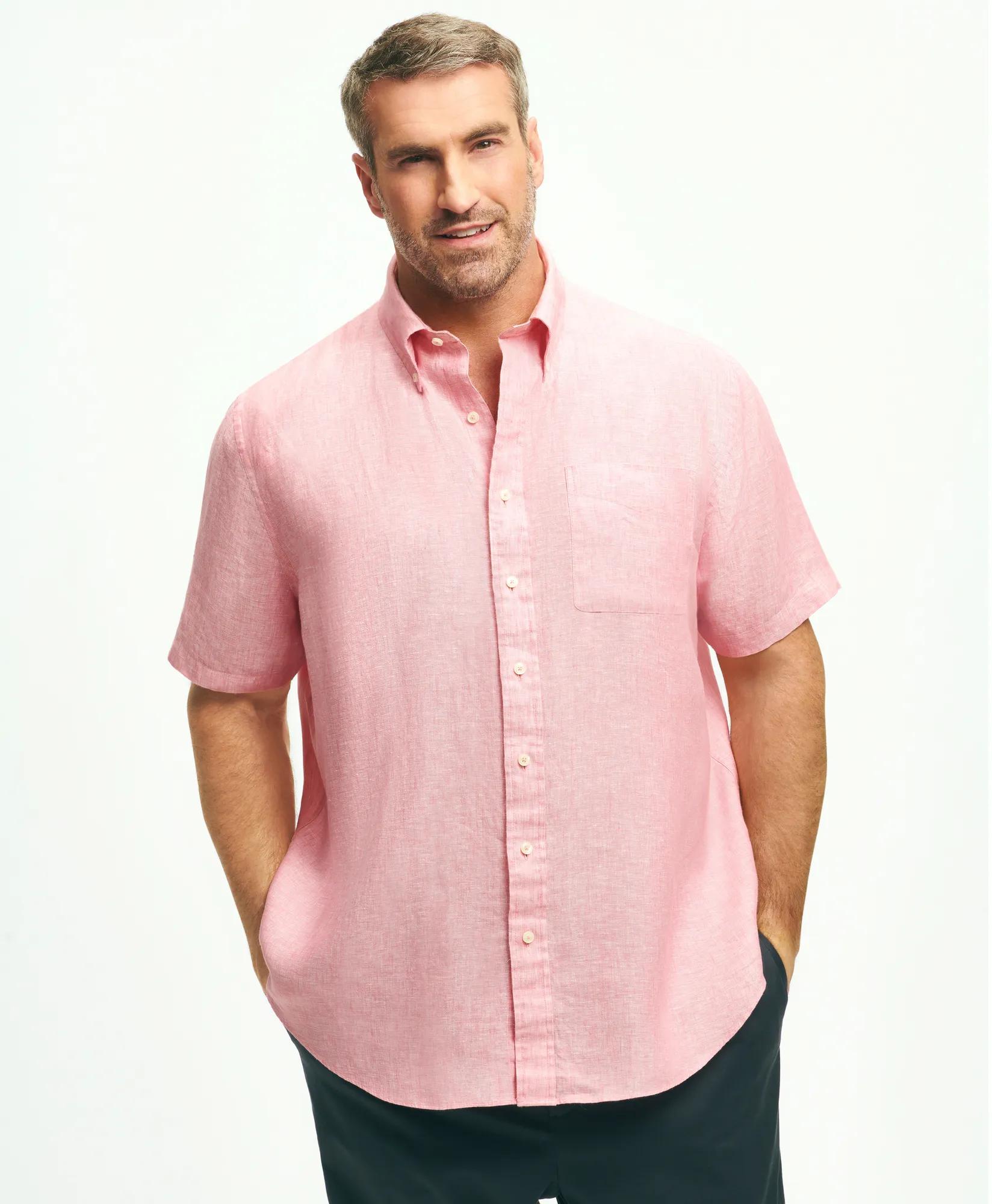 Big & Tall Sport Shirt,  Short-Sleeve Irish Linen, image 1