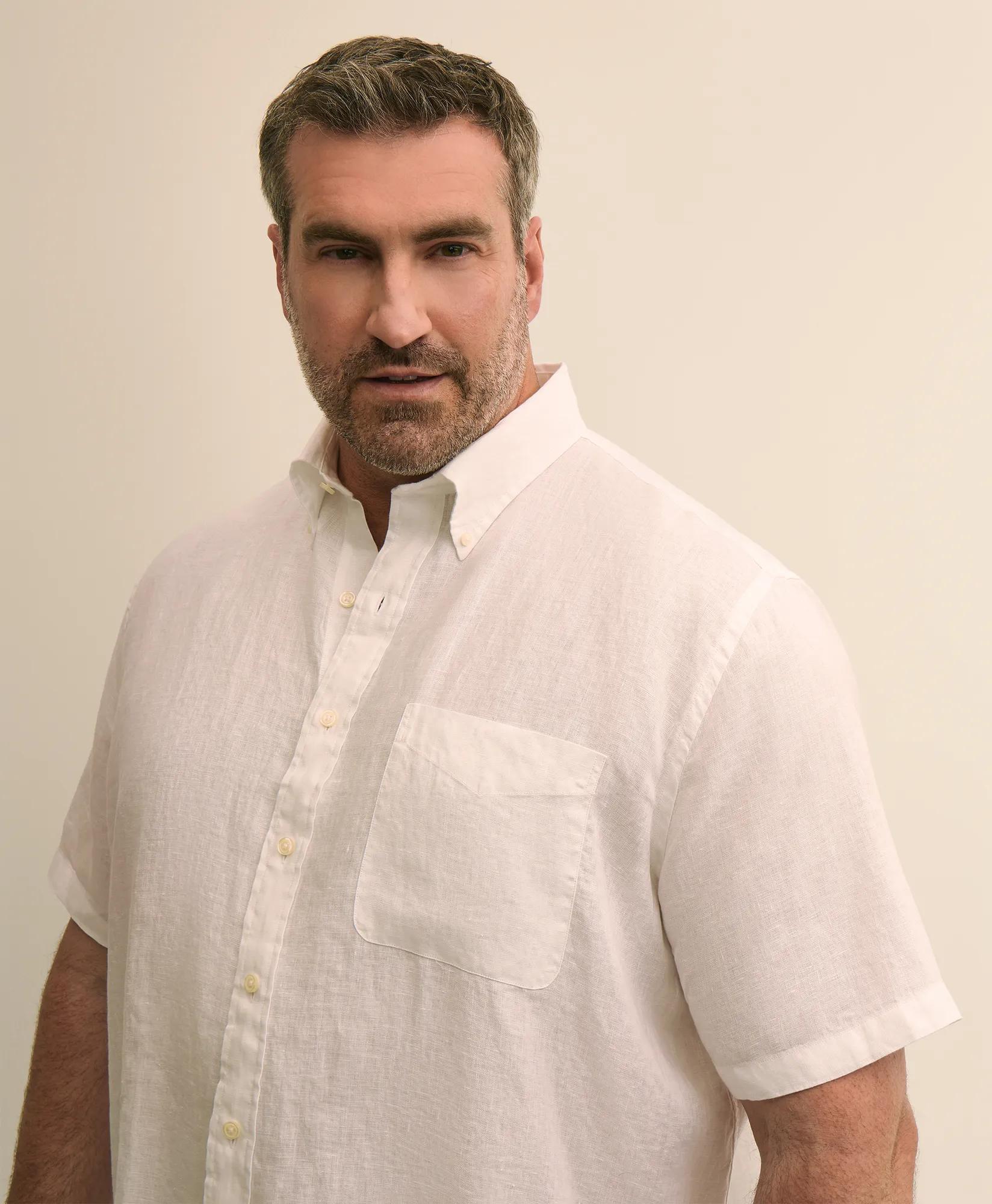 Big & Tall Sport Shirt,  Short-Sleeve Irish Linen, image 2