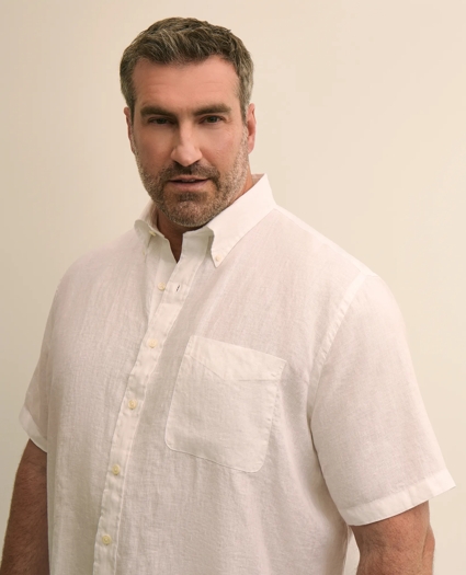 Big & Tall Sport Shirt,  Short-Sleeve Irish Linen, image 2