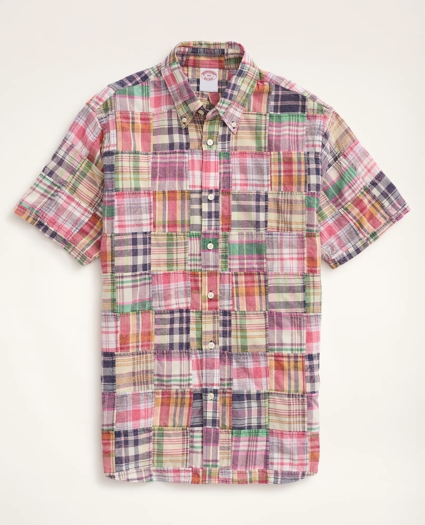 Big & Tall Sport Shirt, Short-Sleeve Patchwork Madras, image 1