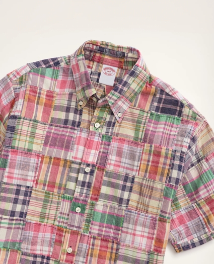 Big & Tall Sport Shirt, Short-Sleeve Patchwork Madras, image 2