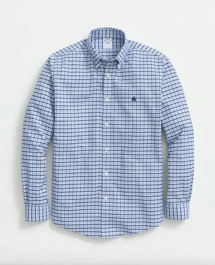 Big & Tall Stretch  Cotton Non-Iron Oxford Polo Button-Down Collar Gingham Shirt, image 1