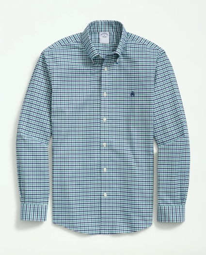 Big & Tall Stretch  Cotton Non-Iron Oxford Polo Button-Down Collar Gingham Shirt, image 1