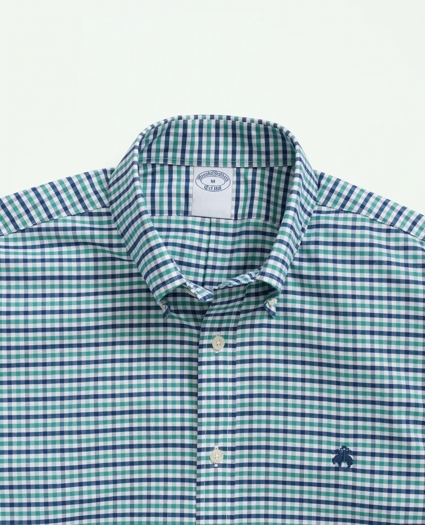 Big & Tall Stretch  Cotton Non-Iron Oxford Polo Button-Down Collar Gingham Shirt, image 2