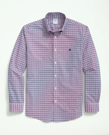 Big & Tall Stretch  Cotton Non-Iron Oxford Polo Button-Down Collar Gingham Shirt, image 1