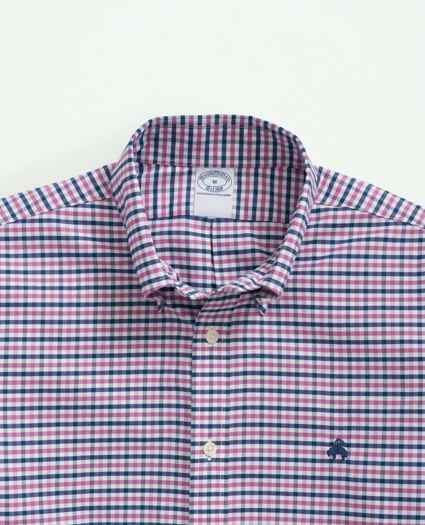 Big & Tall Stretch  Cotton Non-Iron Oxford Polo Button-Down Collar Gingham Shirt, image 2