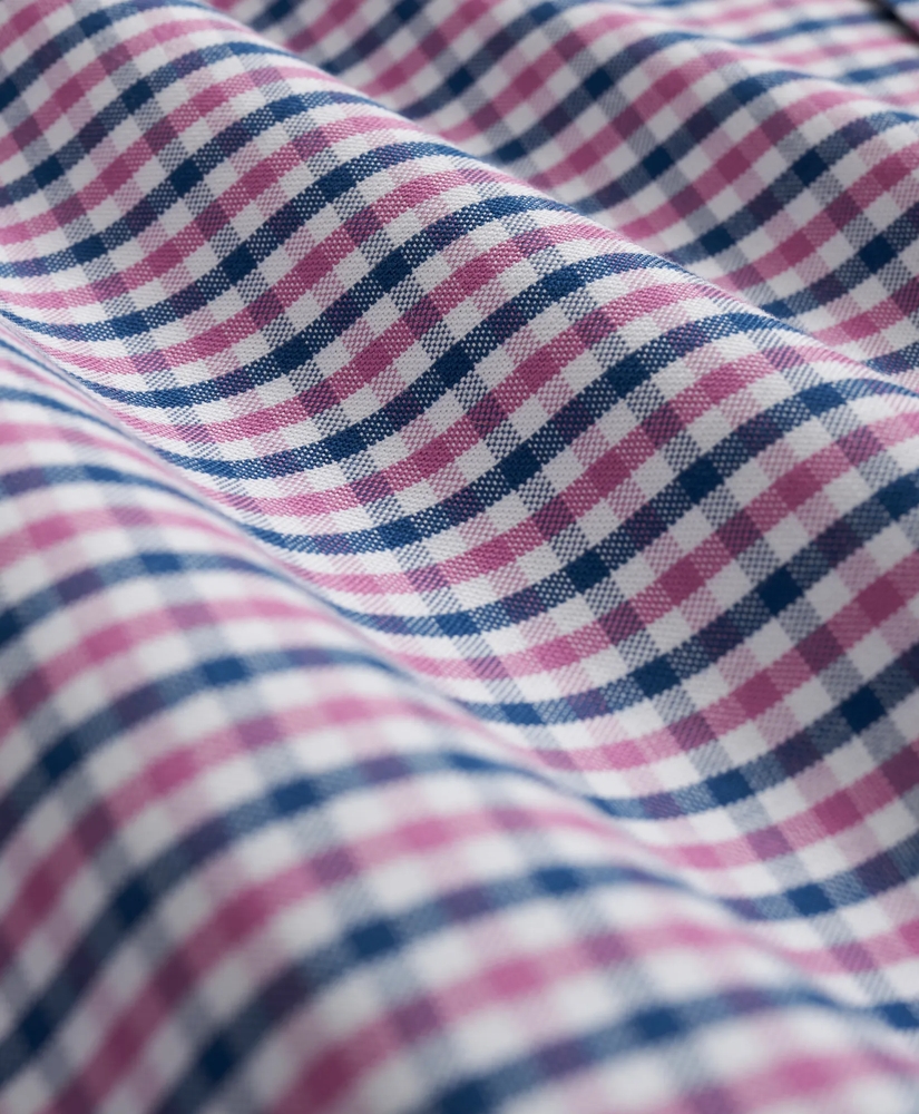 Big & Tall Stretch  Cotton Non-Iron Oxford Polo Button-Down Collar Gingham Shirt, image 3