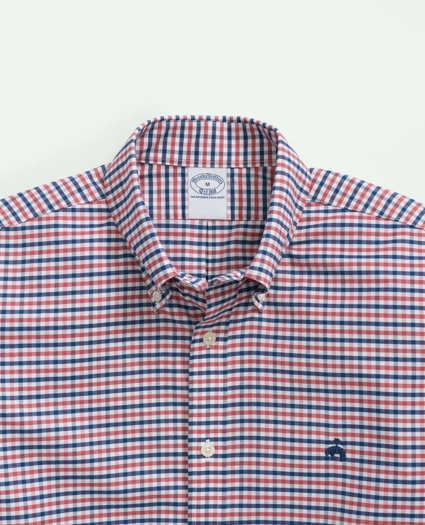 Big & Tall Stretch  Cotton Non-Iron Oxford Polo Button-Down Collar Gingham Shirt, image 2