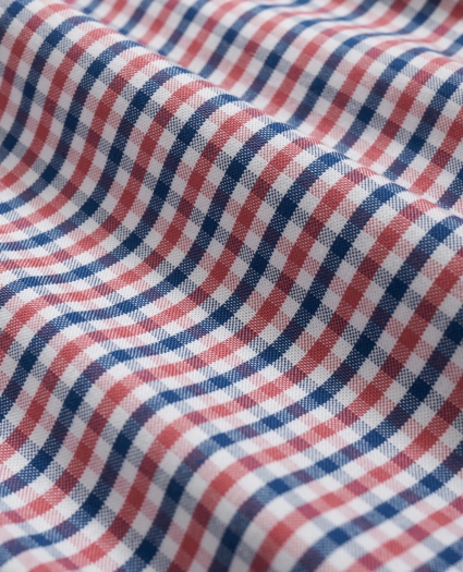Big & Tall Stretch  Cotton Non-Iron Oxford Polo Button-Down Collar Gingham Shirt, image 3