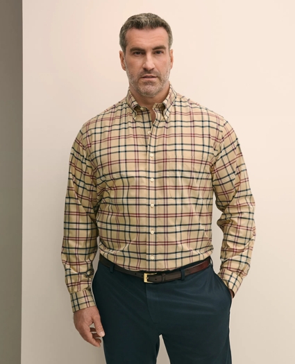 Big & Tall Stretch Supima® Cotton Non-Iron Twill Polo Button-Down Collar Tartan Shirt, image 1