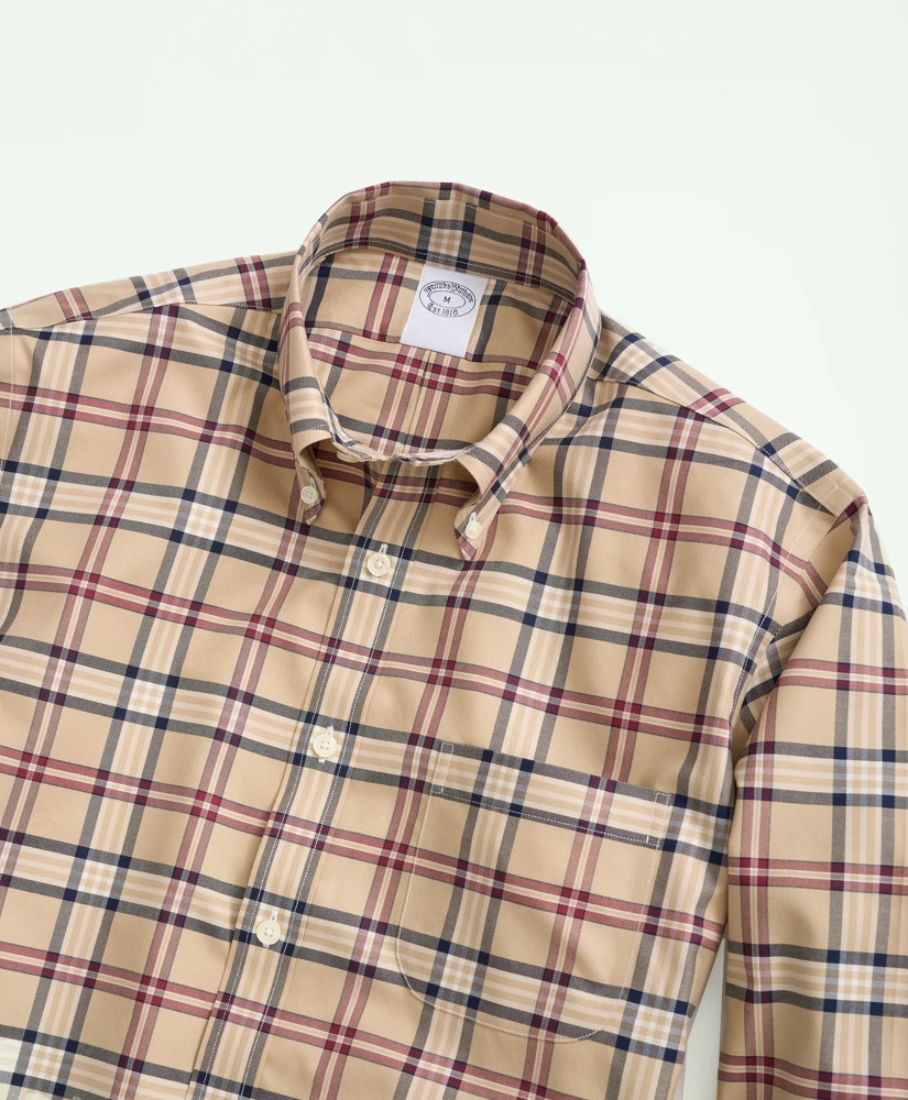 Big & Tall Stretch Supima<sup>®</sup> Cotton Non-Iron Twill Polo Button-Down Collar Tartan Shirt