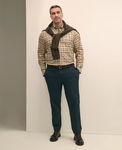 Big & Tall Stretch Supima® Cotton Non-Iron Twill Polo Button-Down Collar Tartan Shirt, image 2