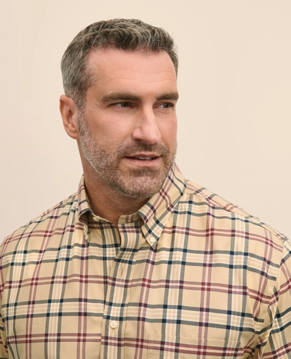 Big & Tall Stretch Supima® Cotton Non-Iron Twill Polo Button-Down Collar Tartan Shirt, image 3