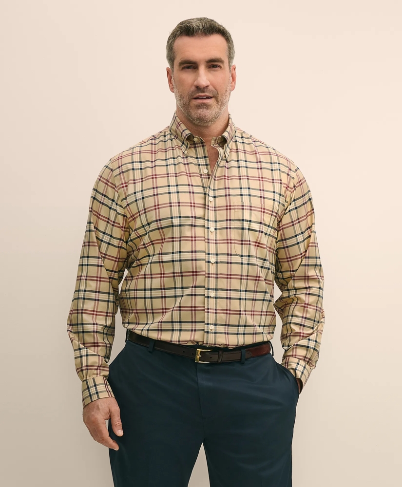 Big & Tall Stretch Supima® Cotton Non-Iron Twill Polo Button-Down Collar Tartan Shirt, image 4