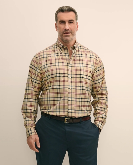 Big & Tall Stretch Supima® Cotton Non-Iron Twill Polo Button-Down Collar Tartan Shirt, image 4