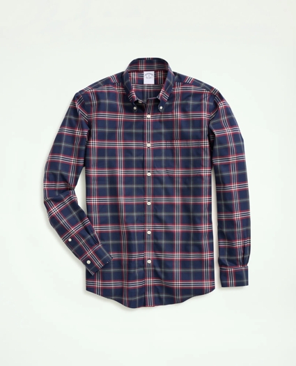 Big & Tall Stretch Supima® Cotton Non-Iron Twill Polo Button-Down Collar Tartan Shirt, image 1