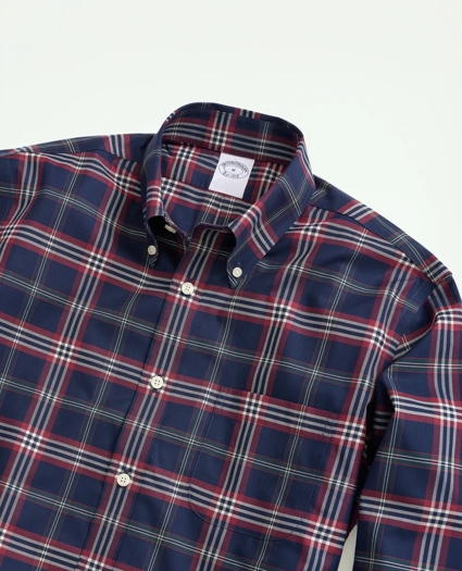 Big & Tall Stretch Supima® Cotton Non-Iron Twill Polo Button-Down Collar Tartan Shirt, image 2