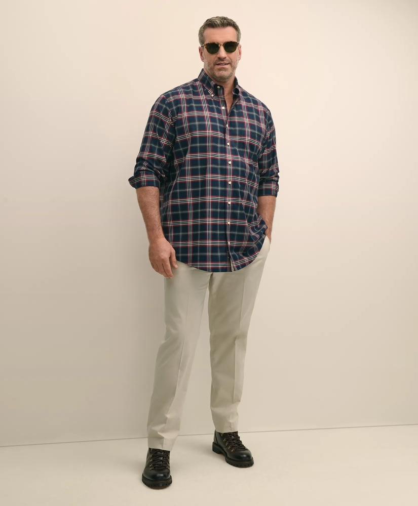 Big & Tall Stretch Supima® Cotton Non-Iron Twill Polo Button-Down Collar Tartan Shirt, image 2