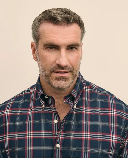 Big & Tall Stretch Supima® Cotton Non-Iron Twill Polo Button-Down Collar Tartan Shirt, image 3