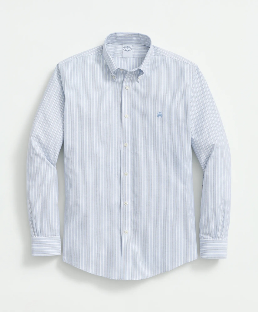 Big & Tall Stretch  Cotton Non-Iron Oxford Polo Button-Down Collar, Outline Striped Shirt, image 3