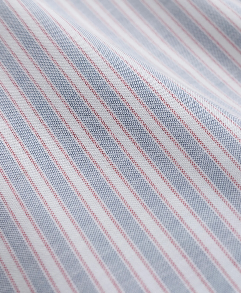 Big & Tall Stretch  Cotton Non-Iron Oxford Polo Button-Down Collar, Outline Striped Shirt, image 3