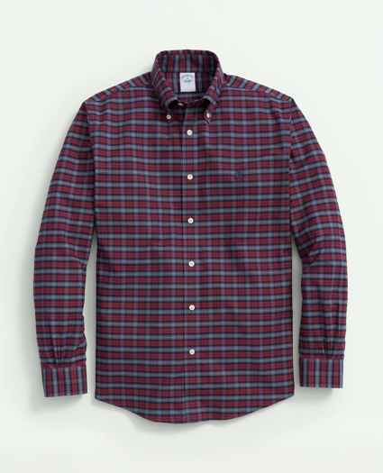 Big & Tall Stretch Cotton Non-Iron Oxford Polo Button-Down Collar, Tartan Shirt, image 1
