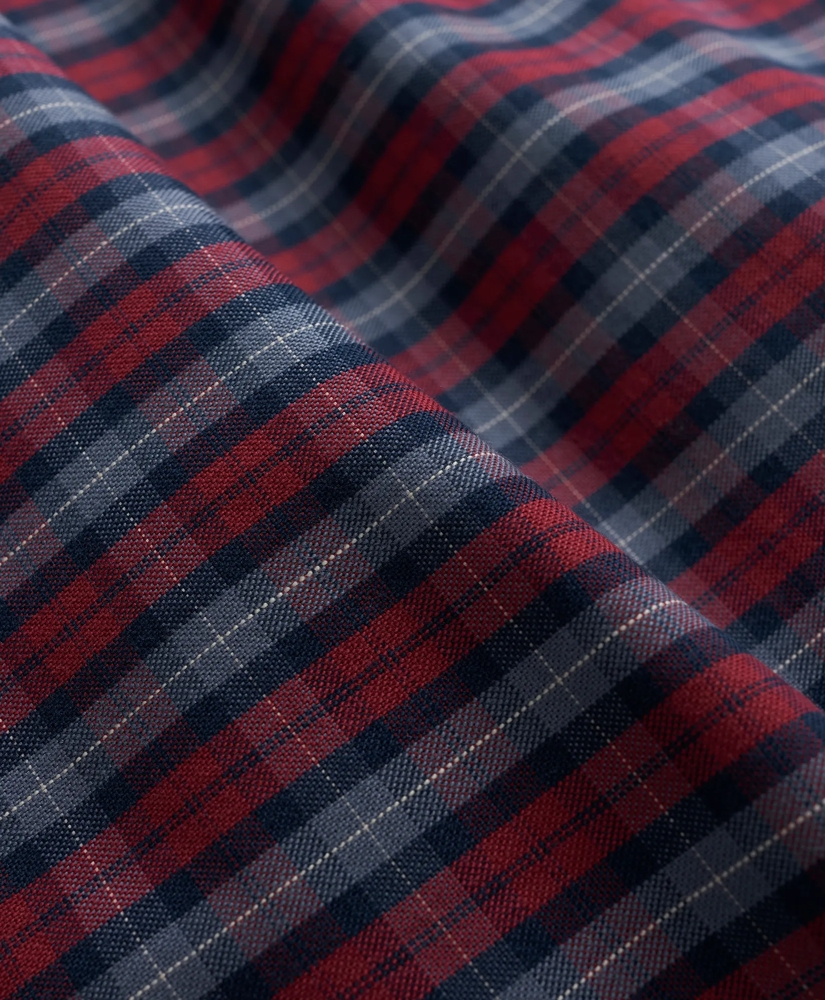 Big & Tall Stretch Cotton Non-Iron Oxford Polo Button-Down Collar, Tartan Shirt, image 3