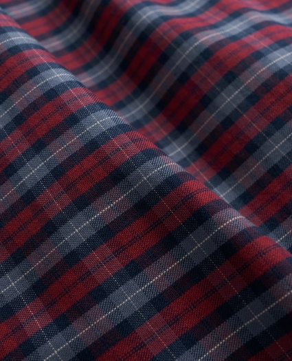 Big & Tall Stretch Cotton Non-Iron Oxford Polo Button-Down Collar, Tartan Shirt, image 3