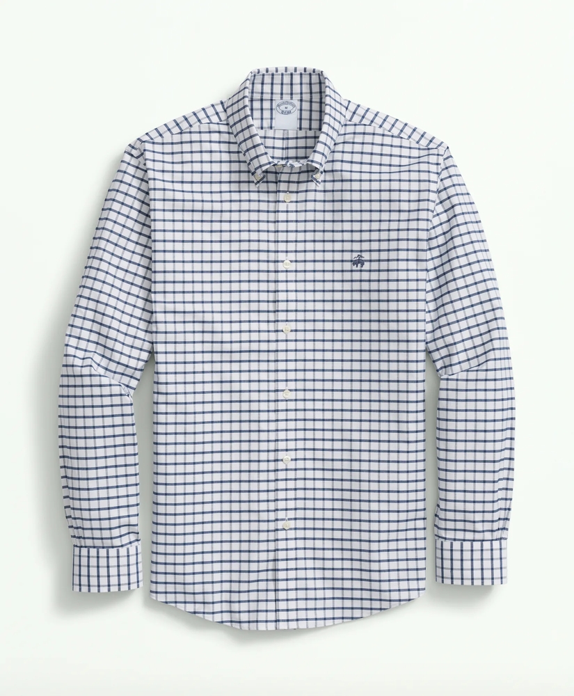 Big & Tall Stretch Non-Iron Oxford Polo Button Down Collar, Windowpane Shirt, image 4