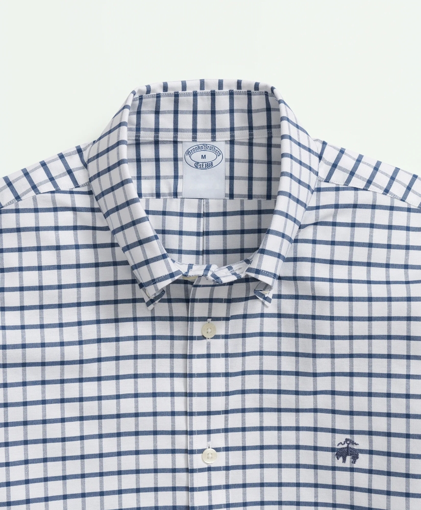 Big & Tall Stretch Non-Iron Oxford Polo Button Down Collar, Windowpane Shirt, image 5
