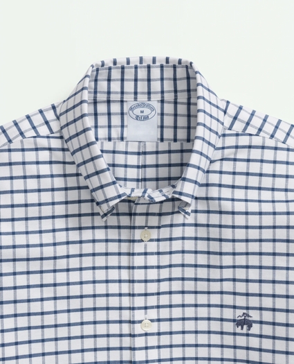 Big & Tall Stretch Non-Iron Oxford Polo Button Down Collar, Windowpane Shirt, image 5