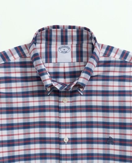 Big & Tall Stretch Non-Iron Oxford Polo Button Down Collar, Checked Shirt, image 2