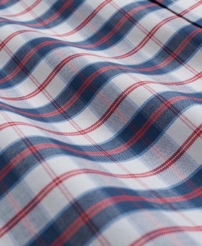 Big & Tall Stretch Non-Iron Oxford Polo Button Down Collar, Checked Shirt, image 3