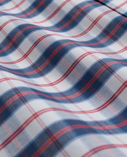 Big & Tall Stretch Non-Iron Oxford Polo Button Down Collar, Checked Shirt, image 3