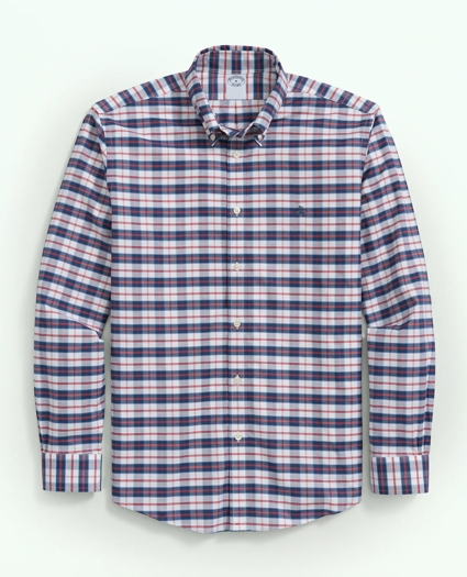 Big & Tall Stretch Non-Iron Oxford Polo Button Down Collar, Checked Shirt, image 4