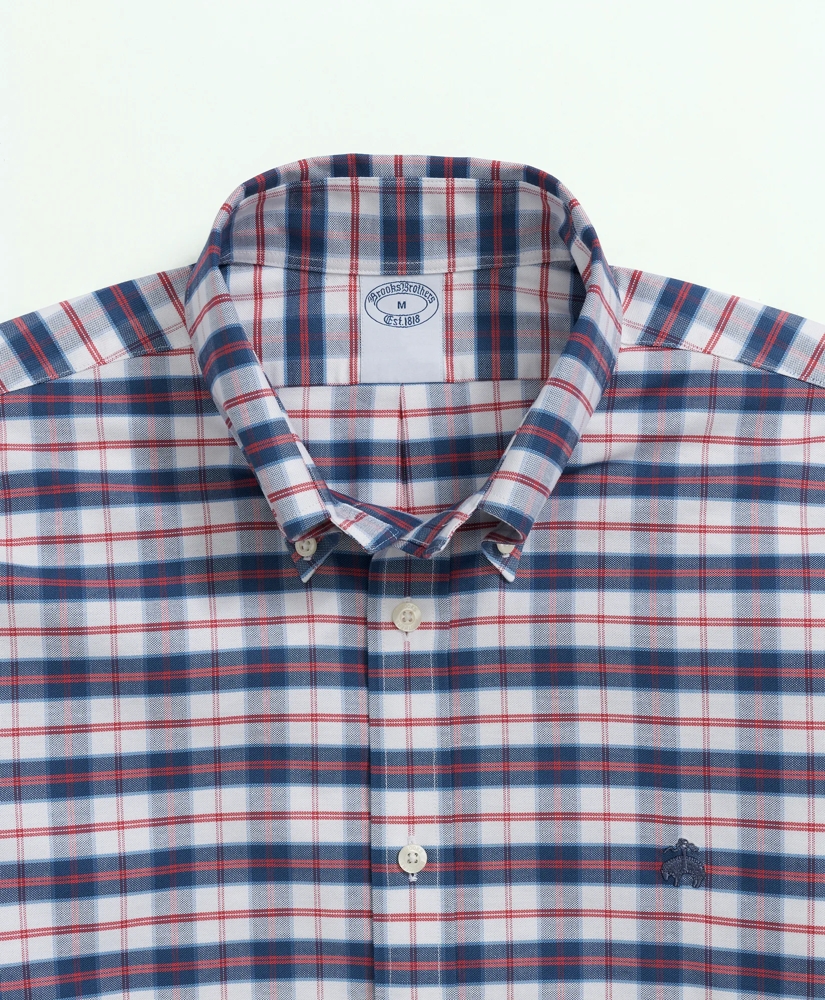 Big & Tall Stretch Non-Iron Oxford Polo Button Down Collar, Checked Shirt, image 5