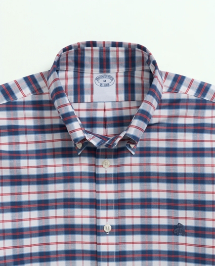 Big & Tall Stretch Non-Iron Oxford Polo Button Down Collar, Checked Shirt, image 5