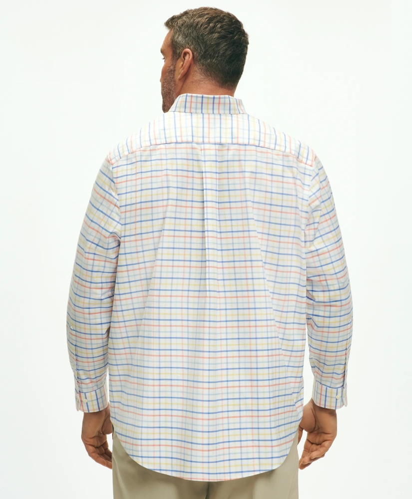Big & Tall Stretch Cotton Non-Iron Oxford Polo Button Down Collar, Multi Windowpane Shirt, image 3