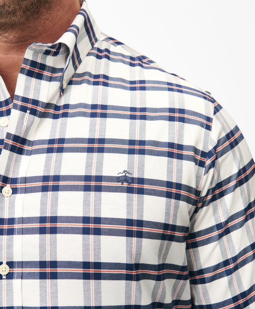 Big & Tall Stretch Cotton Non-Iron Oxford Polo Button Down Collar, Bold Check Shirt