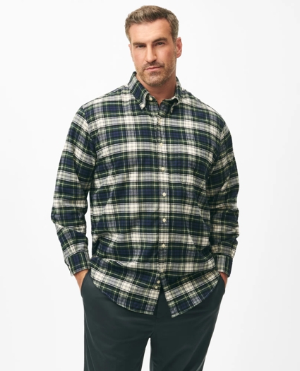 Big & Tall Portuguese Flannel Polo Button Down Collar, Tartan Shirt, image 1