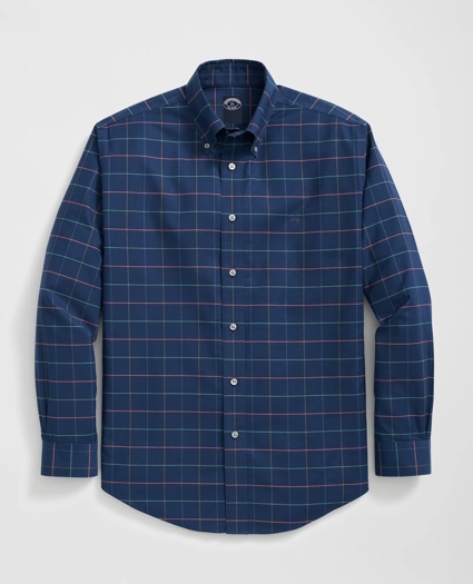 Big & Tall Stretch Cotton Non-Iron Oxford Multi Windowpane Shirt, image 1
