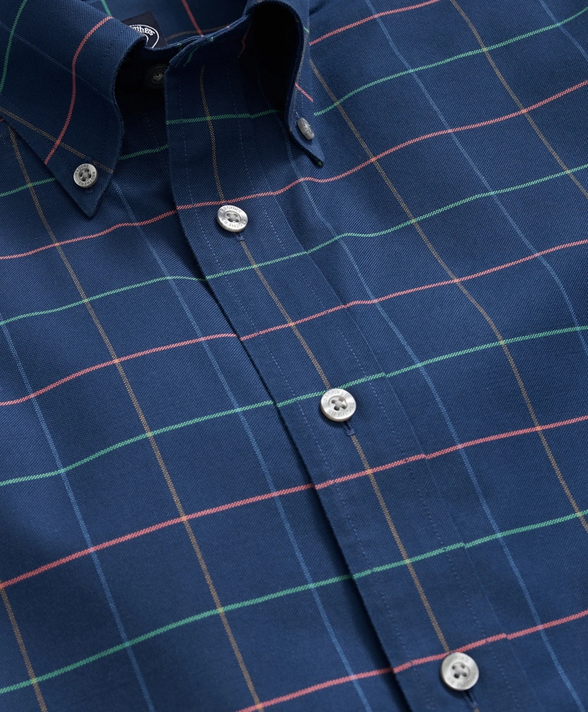 Big & Tall Stretch Cotton Non-Iron Oxford Multi Windowpane Shirt
