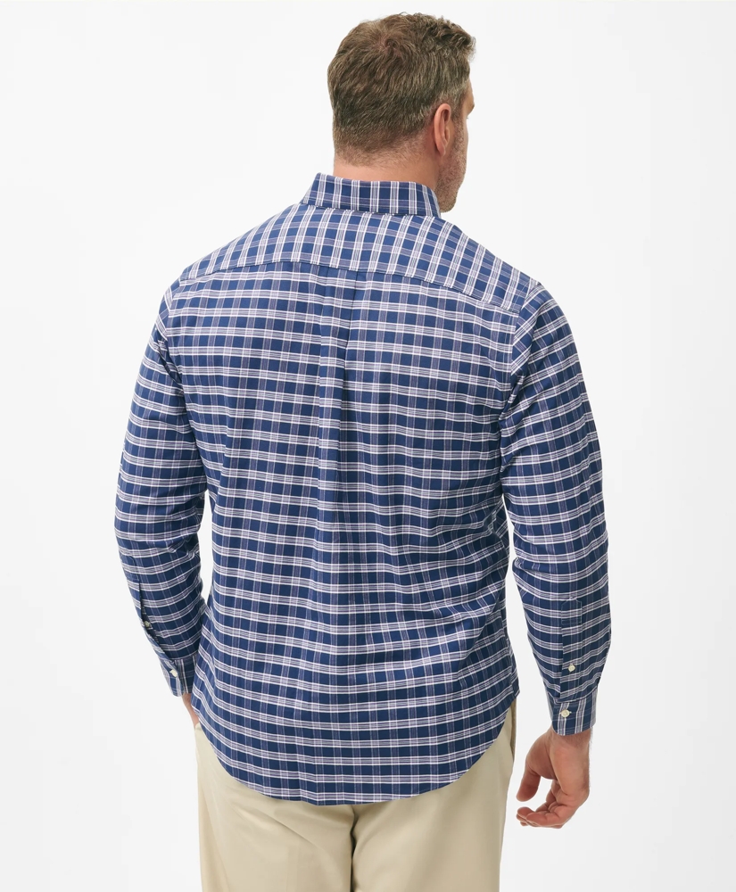 Big & Tall Stretch Cotton Non-Iron Oxford Polo Button Down Collar Checked Shirt, image 3