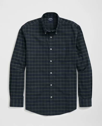 Big & Tall Stretch Cotton Non-Iron Oxford Polo Button Down Collar, Black Watch Shirt, image 1
