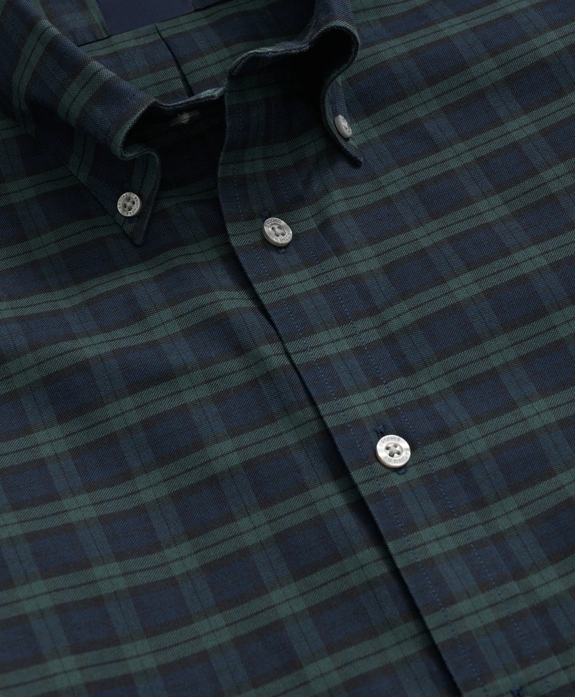 Big & Tall Stretch Cotton Non-Iron Oxford Polo Button Down Collar, Black Watch Shirt