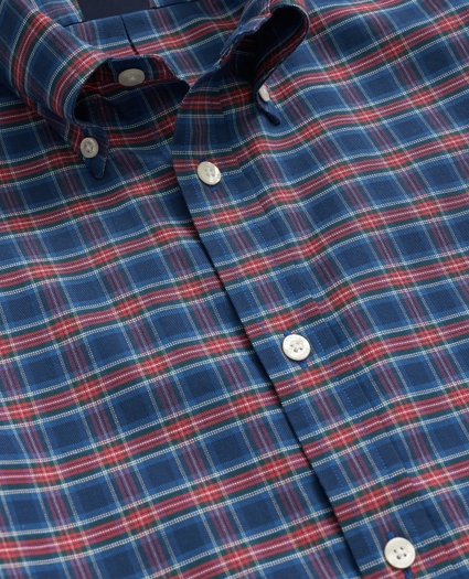 Big & Tall Stretch Cotton Non-Iron Oxford Polo Button Down Collar, Tartan Shirt, image 2