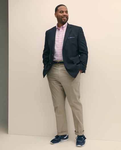 Big & Tall Stretch Cotton Non-Iron Oxford Polo Button Down Collar, Windowpane Shirt, image 2