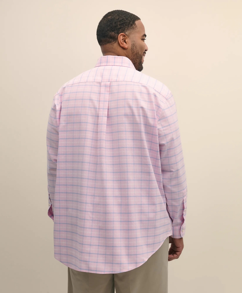 Big & Tall Stretch Cotton Non-Iron Oxford Polo Button Down Collar, Windowpane Shirt, image 4
